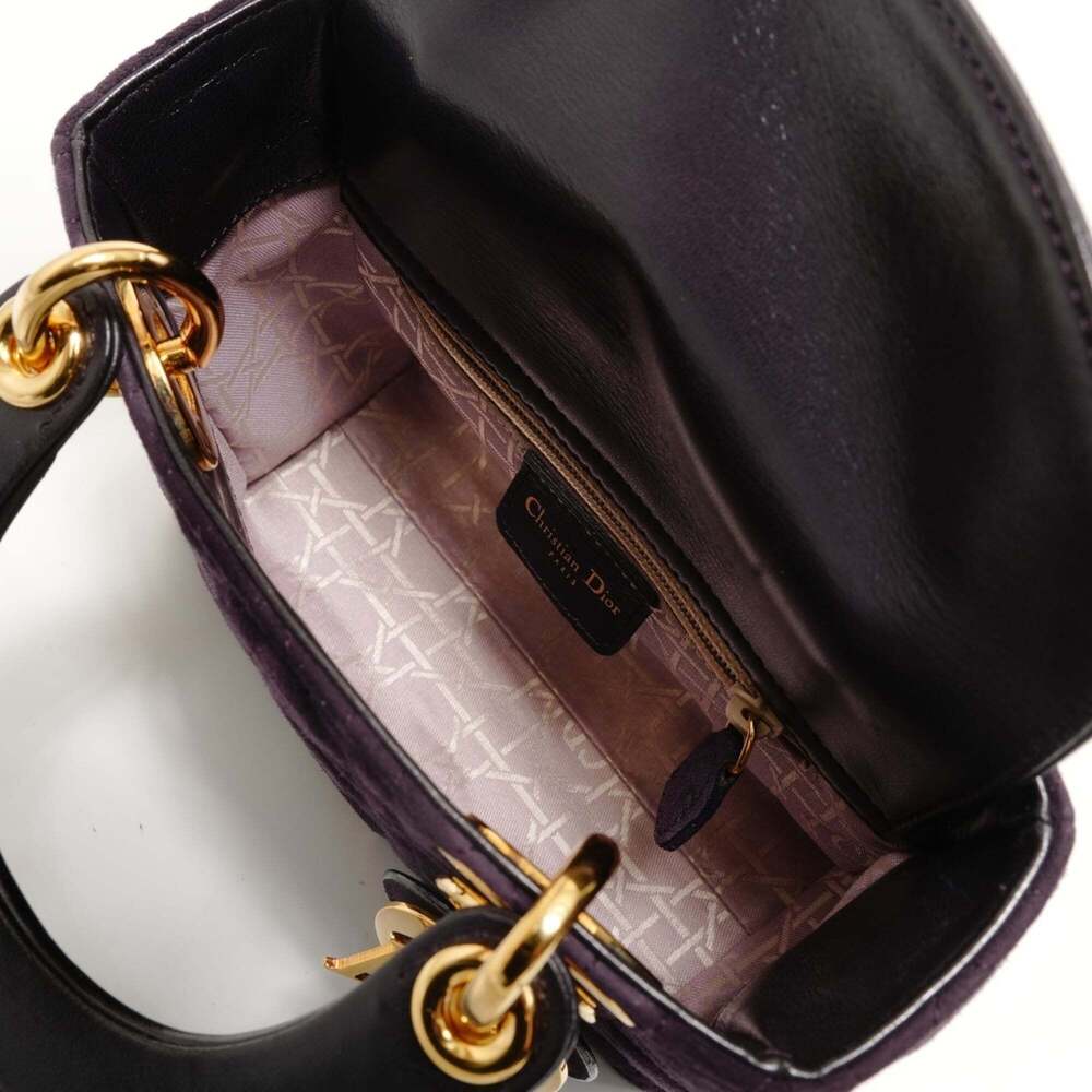 Christian Dior Lady 2-way handbag with gold hardware, purple. - Picture 11 of 14
